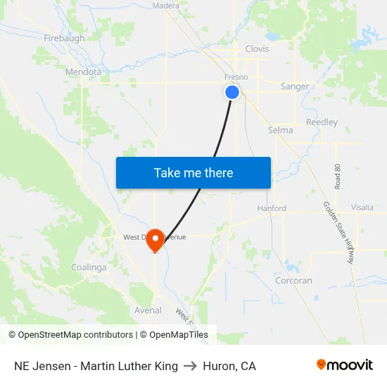 NE Jensen - Martin Luther King to Huron, CA map