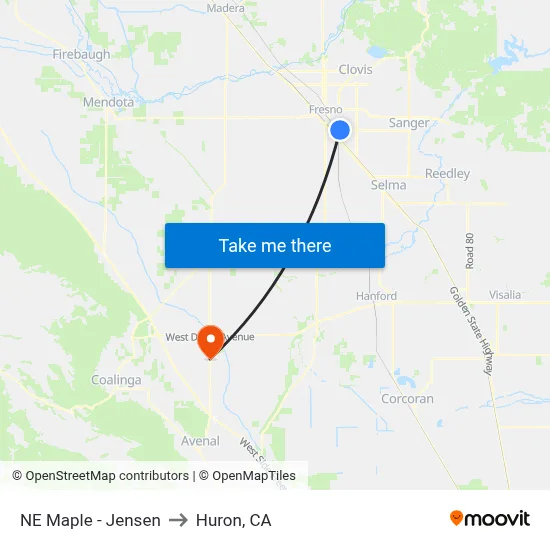 NE Maple - Jensen to Huron, CA map