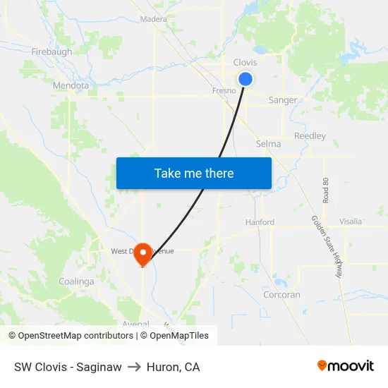 SW Clovis - Saginaw to Huron, CA map