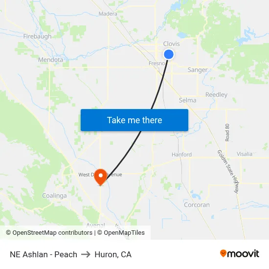 NE Ashlan - Peach to Huron, CA map