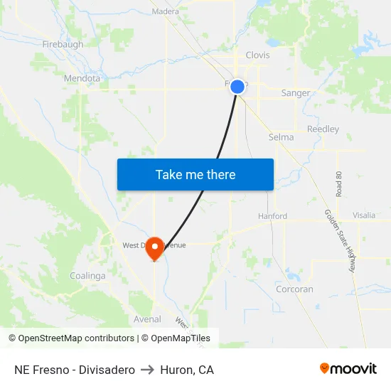 NE Fresno - Divisadero to Huron, CA map