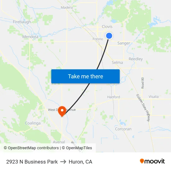 2923 N Business Park to Huron, CA map