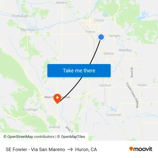 SE Fowler - Via San Mareno to Huron, CA map