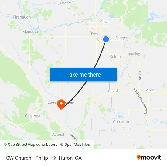 SW Church - Philip to Huron, CA map