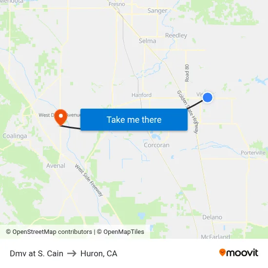 Dmv at S. Cain to Huron, CA map