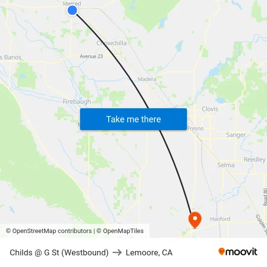 Childs @ G St (Westbound) to Lemoore, CA map