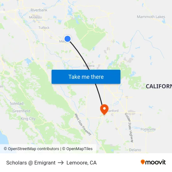 Scholars @ Emigrant to Lemoore, CA map