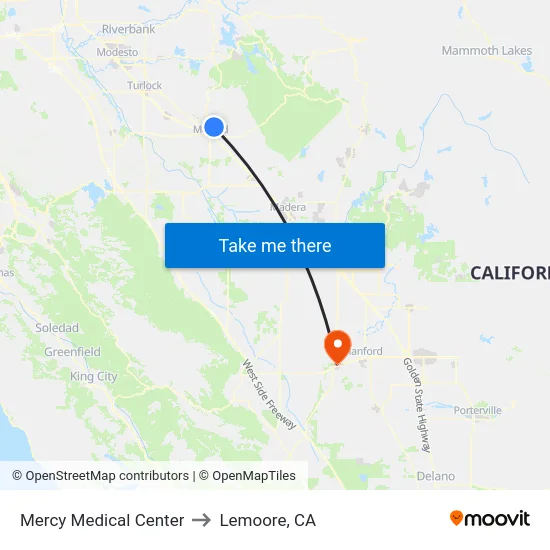 Mercy Medical Center to Lemoore, CA map