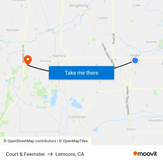 Court & Feemster to Lemoore, CA map