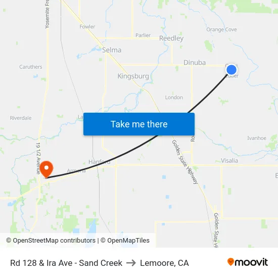 Rd 128 & Ira Ave - Sand Creek to Lemoore, CA map