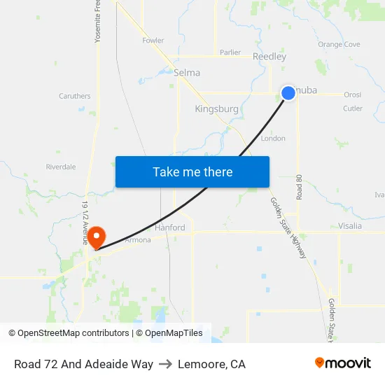 Dollar Tree to Lemoore, CA map