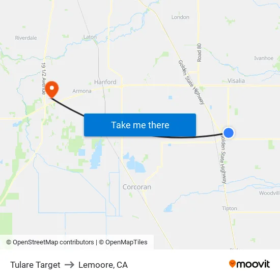 Target (Prosperity Ave And Mooney Blvd) to Lemoore, CA map