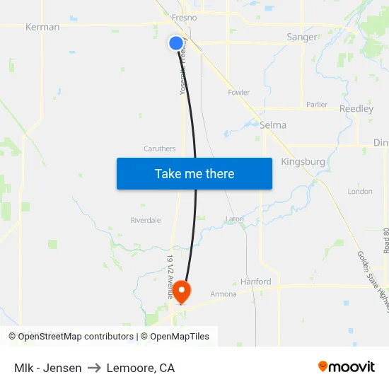Mlk - Jensen to Lemoore, CA map