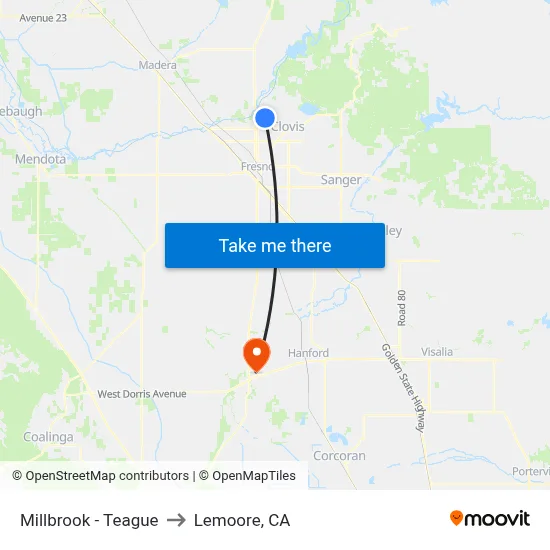 Millbrook - Teague to Lemoore, CA map