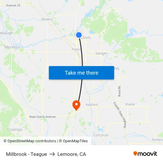 Millbrook - Teague to Lemoore, CA map