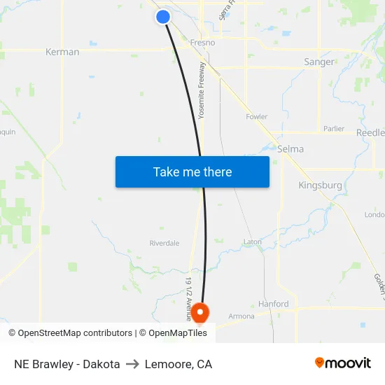 NE Brawley - Dakota to Lemoore, CA map