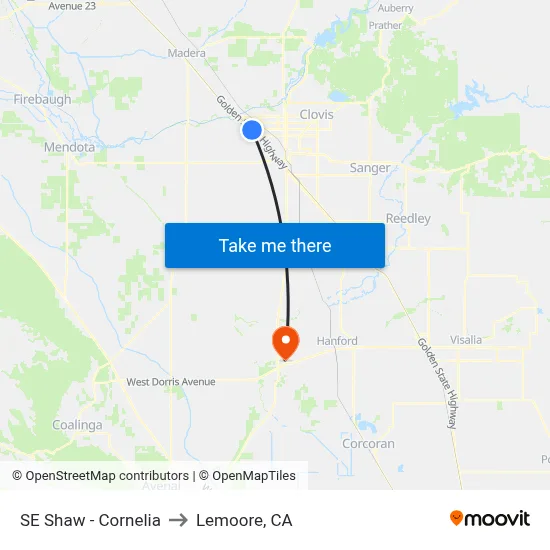 SE Shaw - Cornelia to Lemoore, CA map