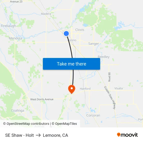 SE Shaw - Holt to Lemoore, CA map