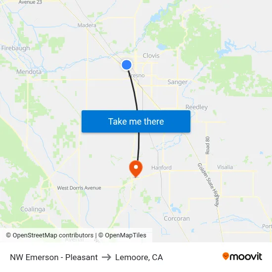 NW Emerson - Pleasant to Lemoore, CA map