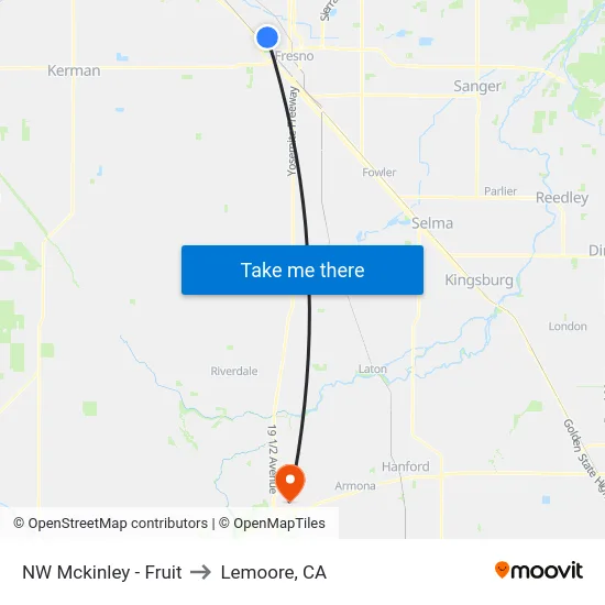 NW Mckinley - Fruit to Lemoore, CA map