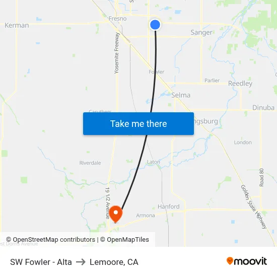 SW Fowler - Alta to Lemoore, CA map