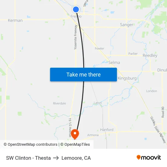 SW Clinton - Thesta to Lemoore, CA map