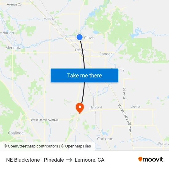 NE Blackstone - Pinedale to Lemoore, CA map