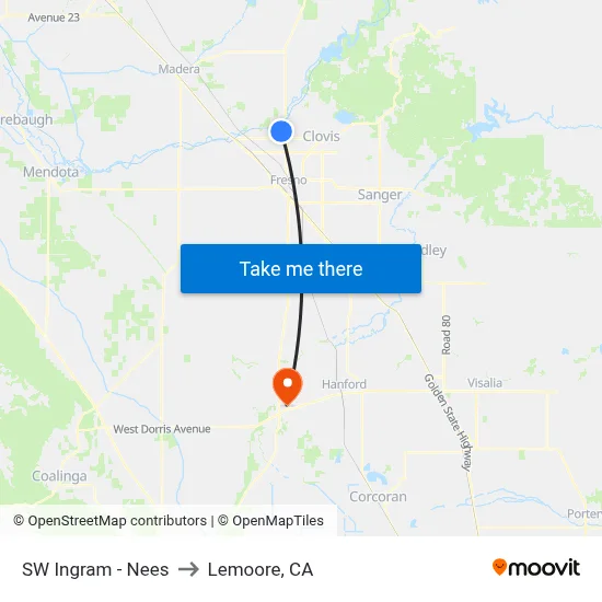 SW Ingram - Nees to Lemoore, CA map