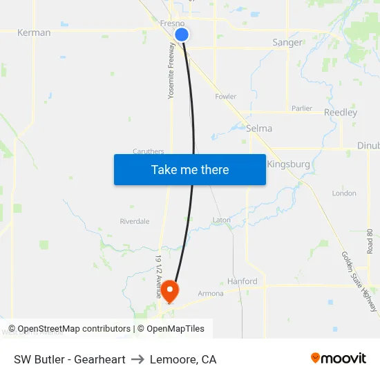 SW Butler - Gearheart to Lemoore, CA map