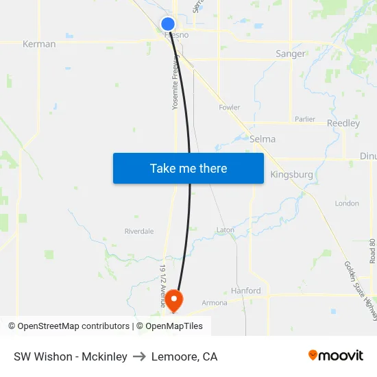 SW Wishon - Mckinley to Lemoore, CA map