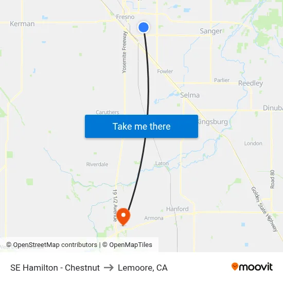 SE Hamilton - Chestnut to Lemoore, CA map