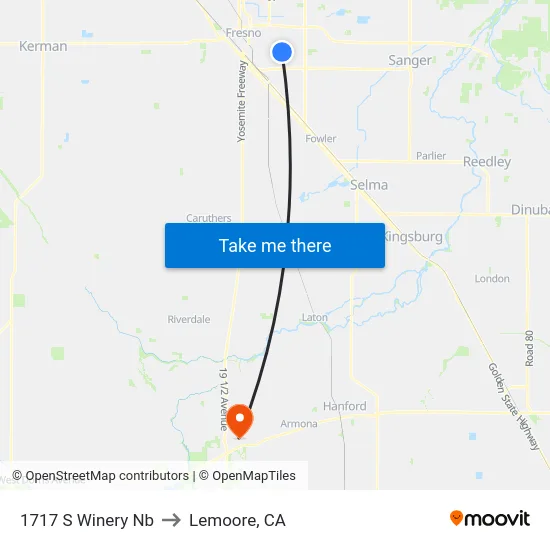 1717 S Winery Nb to Lemoore, CA map
