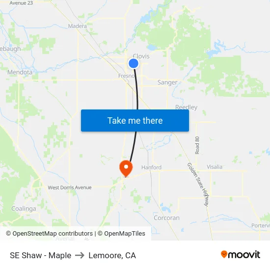 SE Shaw - Maple to Lemoore, CA map