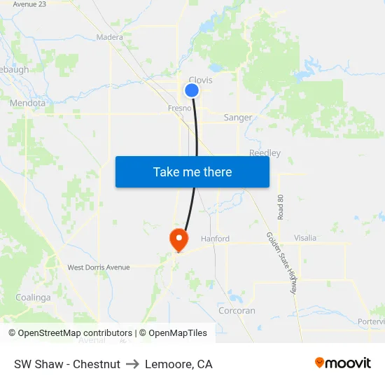 SW Shaw - Chestnut to Lemoore, CA map