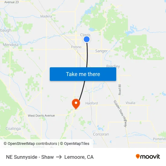 NE Sunnyside - Shaw to Lemoore, CA map