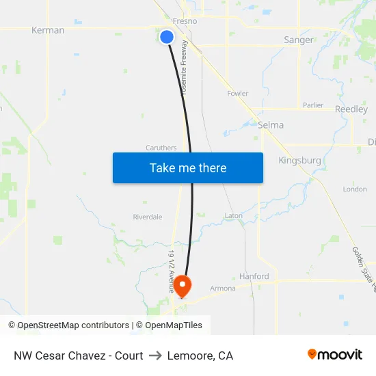 NW Cesar Chavez - Court to Lemoore, CA map