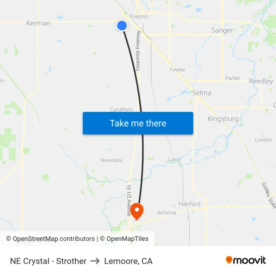 NE Crystal - Strother to Lemoore, CA map