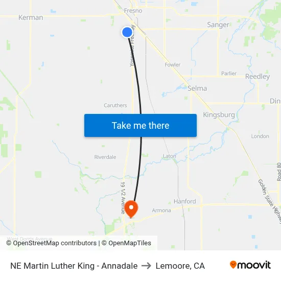 NE Martin Luther King - Annadale to Lemoore, CA map