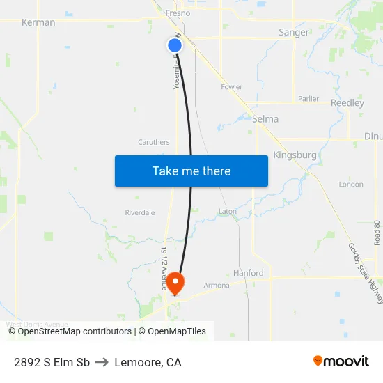 2892 S Elm Sb to Lemoore, CA map