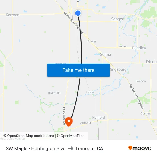 SW Maple - Huntington Blvd to Lemoore, CA map