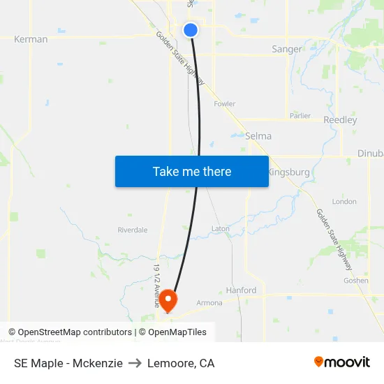 SE Maple - Mckenzie to Lemoore, CA map