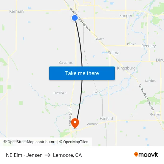 NE Elm - Jensen to Lemoore, CA map