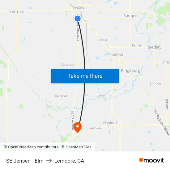 SE Jensen - Elm to Lemoore, CA map
