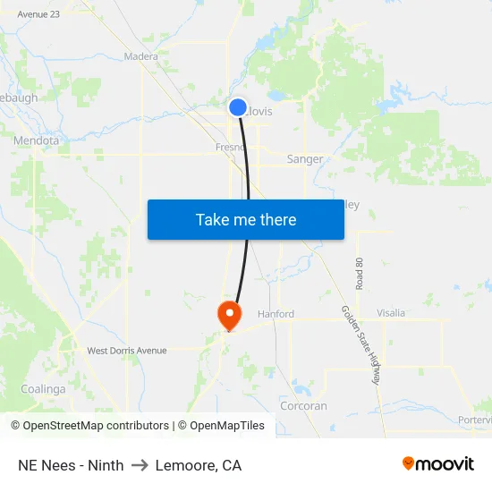 NE Nees - Ninth to Lemoore, CA map