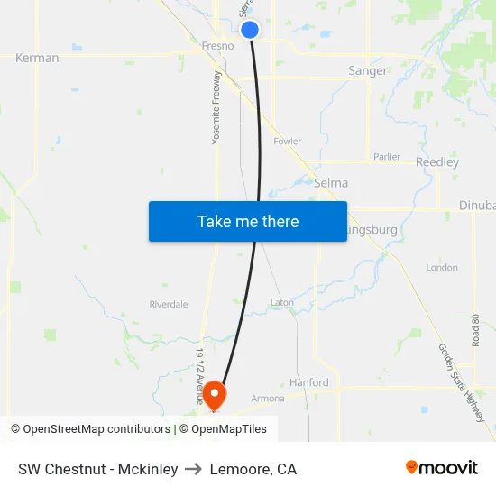 SW Chestnut - Mckinley to Lemoore, CA map