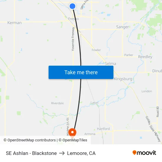 SE Ashlan - Blackstone to Lemoore, CA map