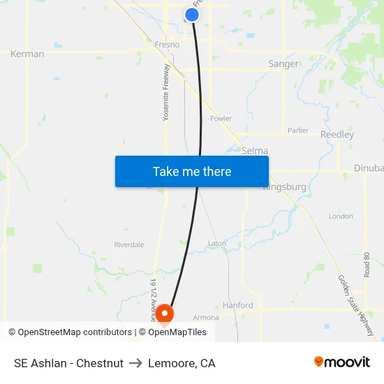 SE Ashlan - Chestnut to Lemoore, CA map