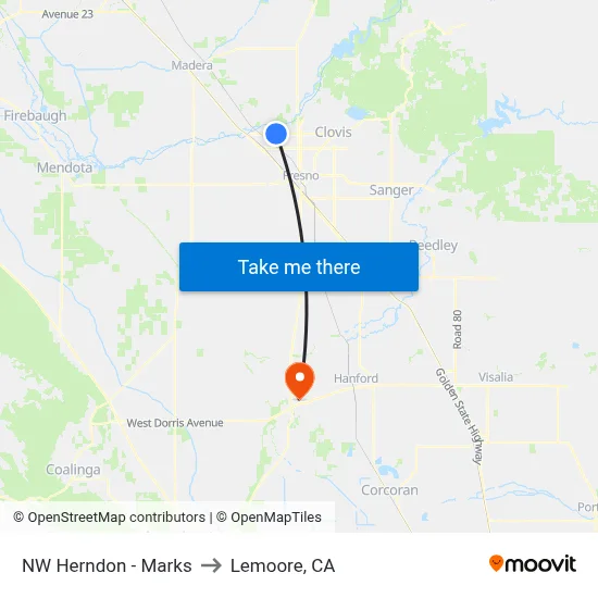 NW Herndon - Marks to Lemoore, CA map