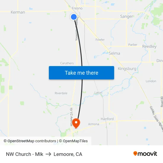 NW Church - Mlk to Lemoore, CA map