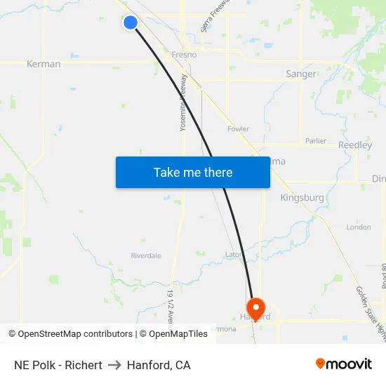 NE Polk - Richert to Hanford, CA map